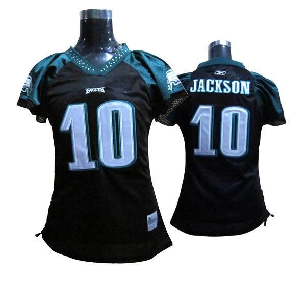 Eagles #10 DeSean Jackson Black Women's Field Flirt Stitched NFL Jersey - Click Image to Close